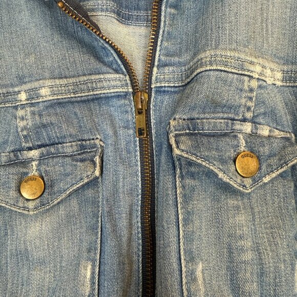 Guess Denim Jumpsuit Blue Front Zip Sleeveless Sexy Street Style Concerts Y2K - Picture 7 of 15